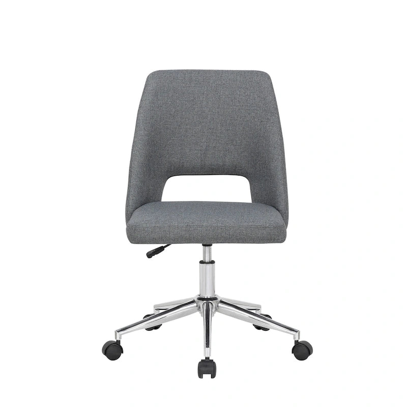 Chaise de bureau sans accoudoirs avec assise en tissu de lin et roulettes