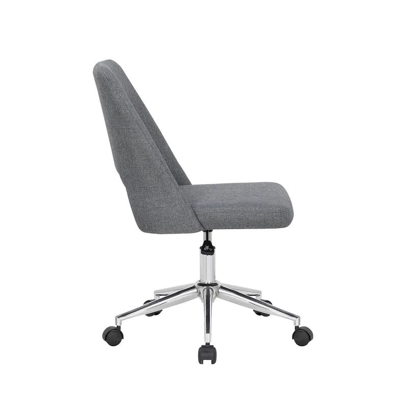 Chaise de bureau sans accoudoirs avec assise en tissu de lin et roulettes