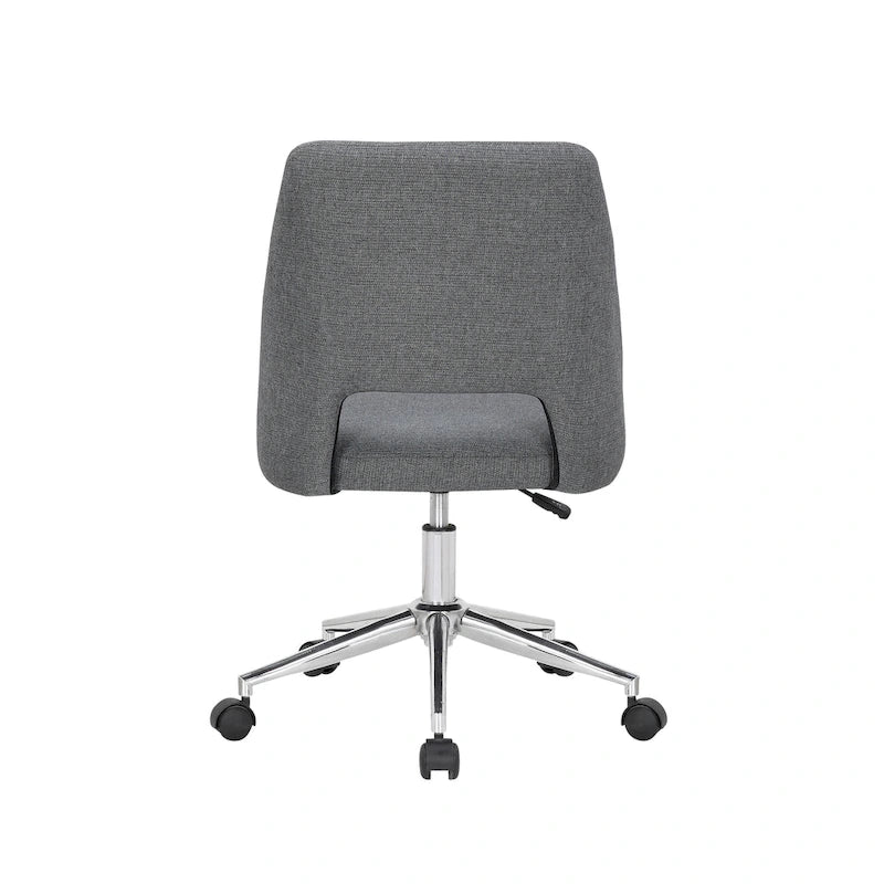 Chaise de bureau sans accoudoirs avec assise en tissu de lin et roulettes