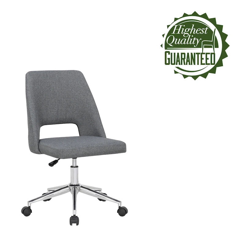 Chaise de bureau sans accoudoirs avec assise en tissu de lin et roulettes
