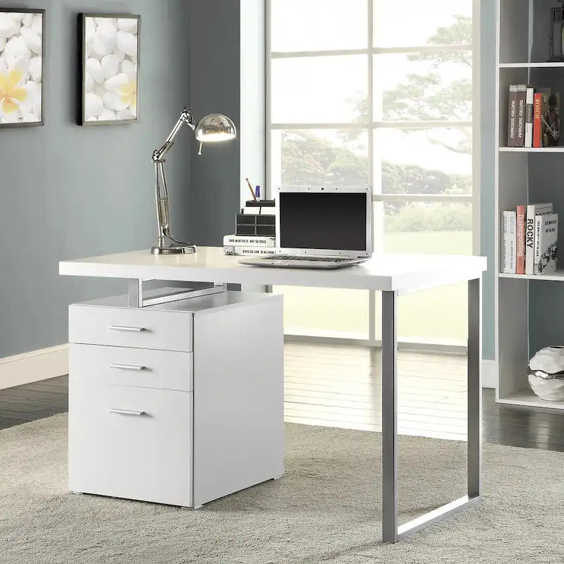 Bureau informatique avec tiroirs et armoire à dossiers