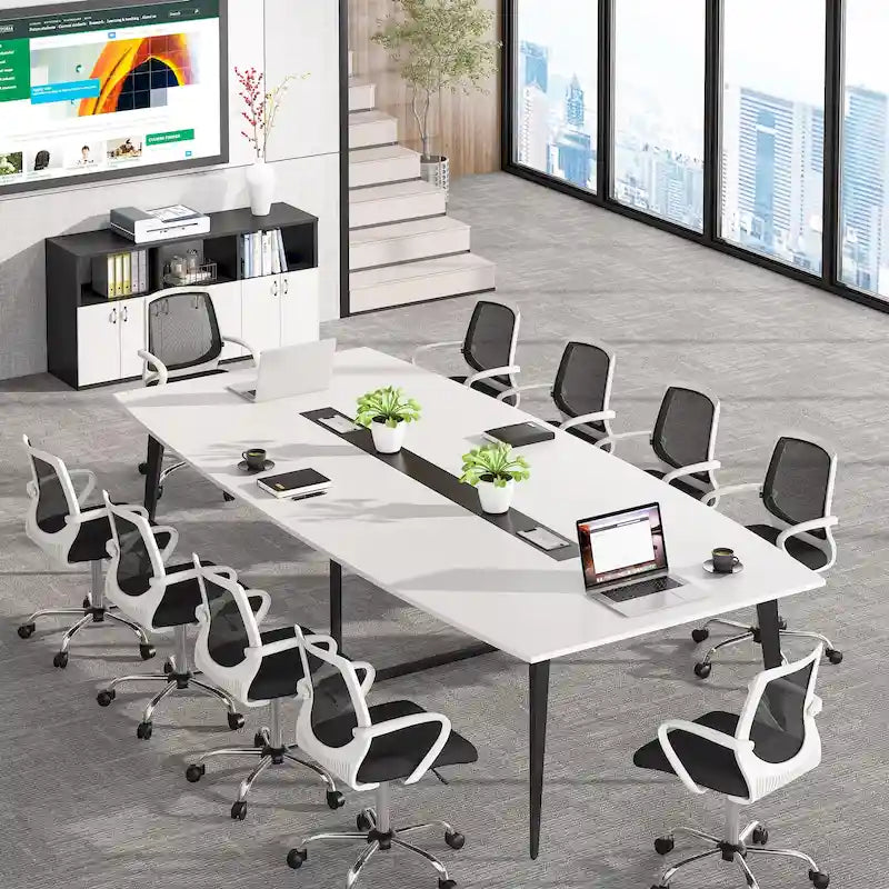 Table de conférence de 239 x 119 cm avec passe-câbles