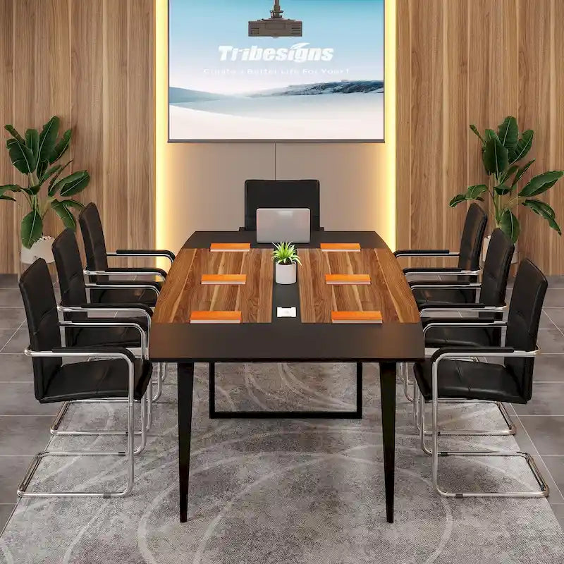 Table de conférence de 239 x 119 cm avec passe-câbles