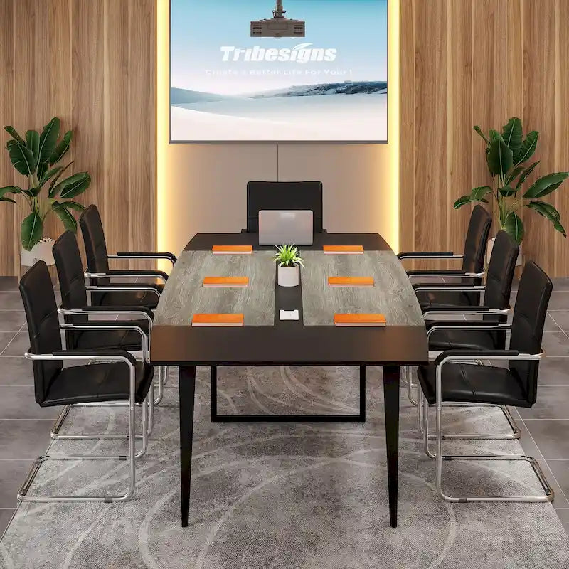 Table de conférence de 239 x 119 cm avec passe-câbles