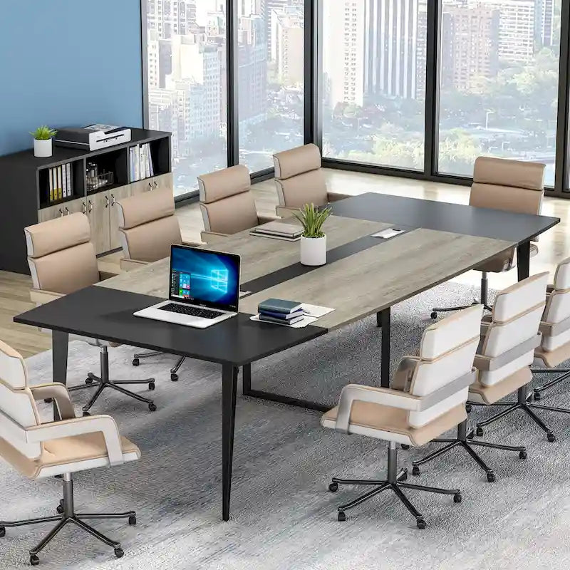 Table de conférence de 239 x 119 cm avec passe-câbles