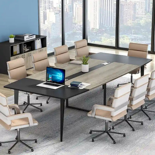 Table de conférence de 239 x 119 cm avec passe-câbles