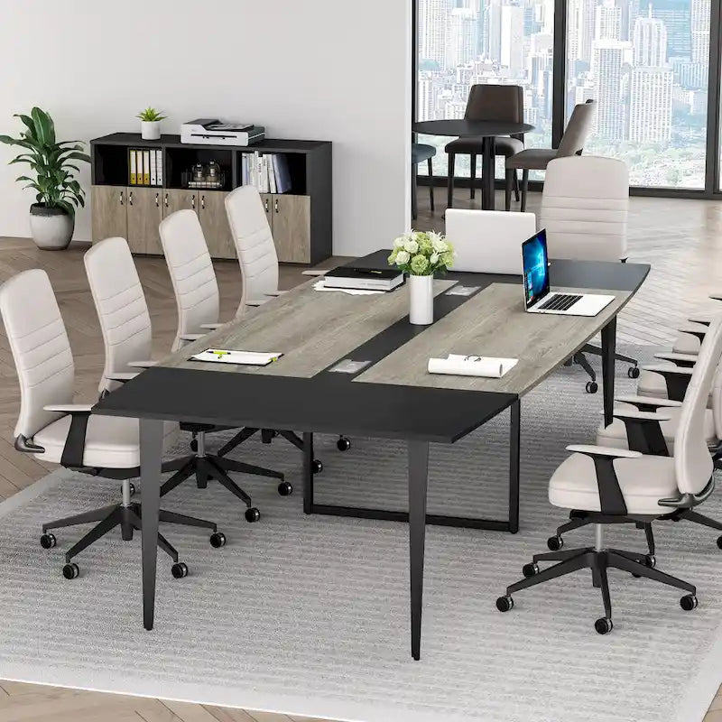 Table de conférence de 239 x 119 cm avec passe-câbles