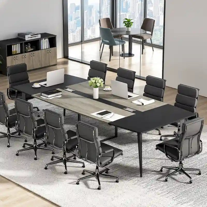 Table de conférence de 239 x 119 cm avec passe-câbles
