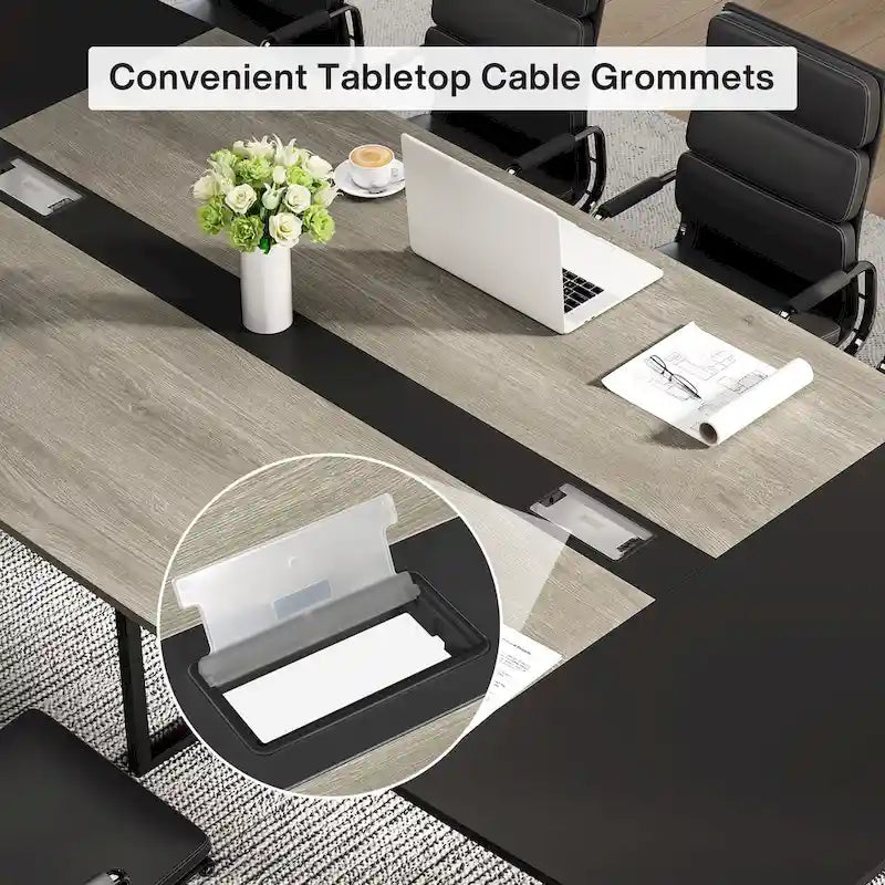 Table de conférence de 239 x 119 cm avec passe-câbles