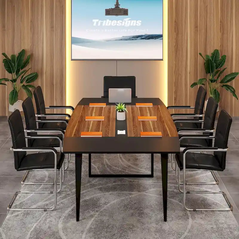 Table de conférence de 239 x 119 cm avec passe-câbles
