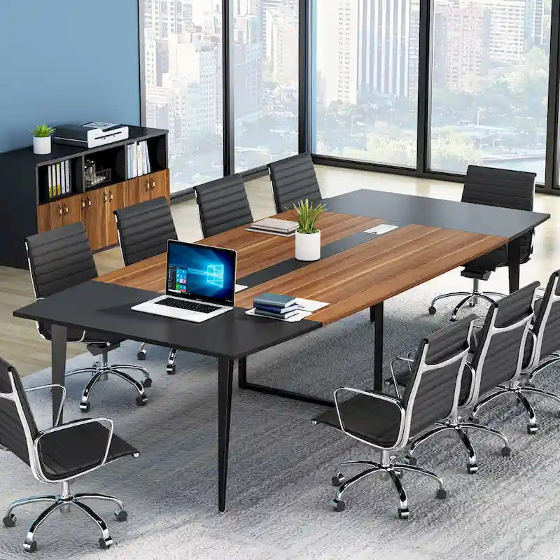 Table de conférence de 239 x 119 cm avec passe-câbles