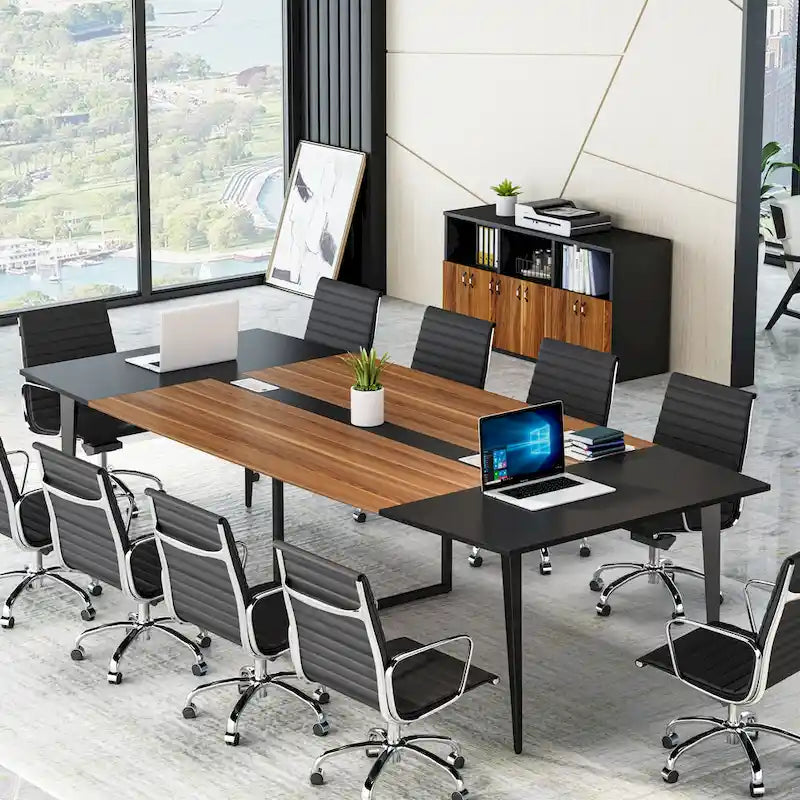 Table de conférence de 239 x 119 cm avec passe-câbles