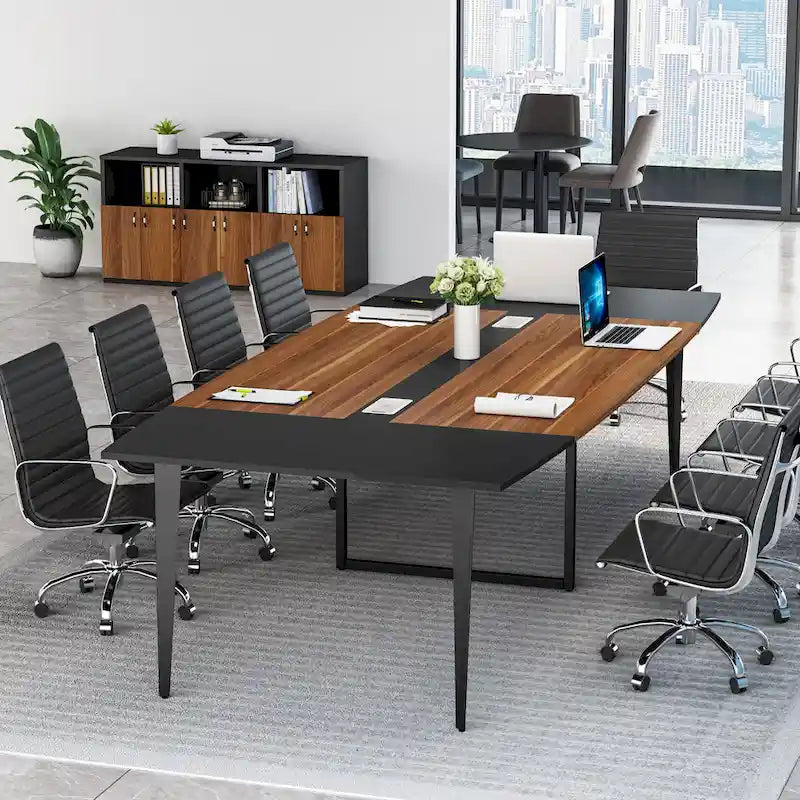 Table de conférence de 239 x 119 cm avec passe-câbles