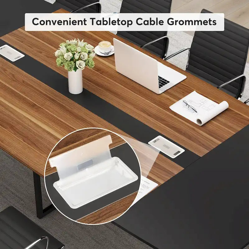 Table de conférence de 239 x 119 cm avec passe-câbles
