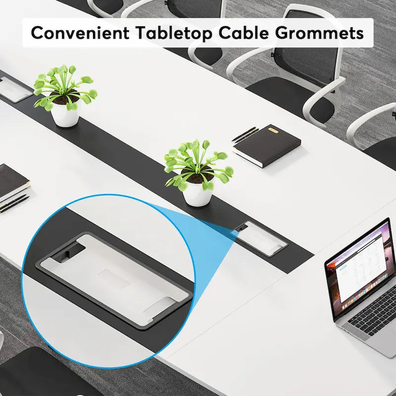 Table de conférence de 239 x 119 cm avec passe-câbles