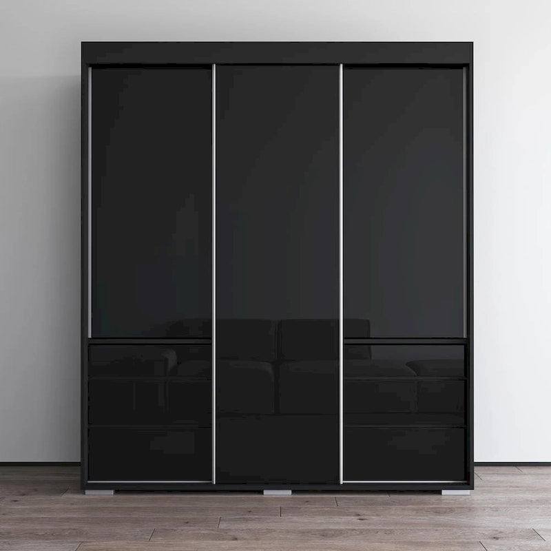 Armoire 3 portes vitrées, 180 cm de large