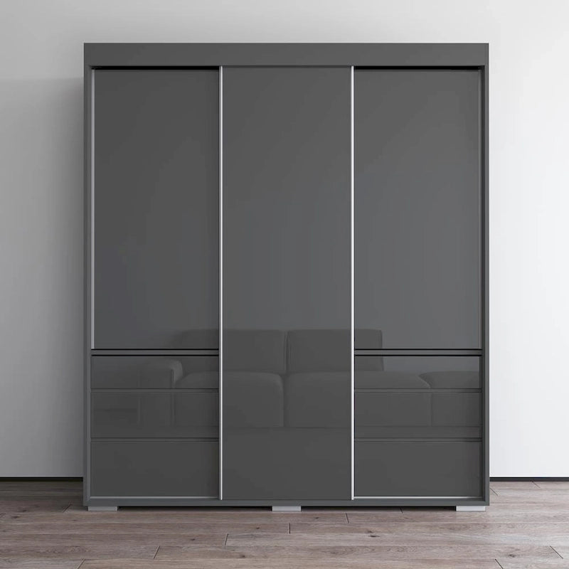 Armoire 3 portes vitrées, 180 cm de large