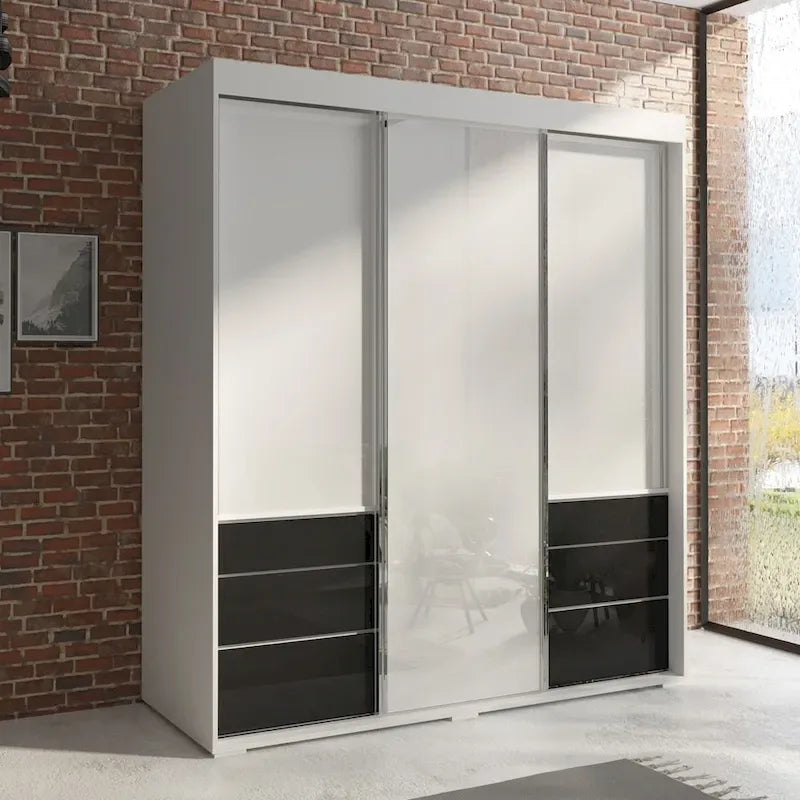 Armoire 3 portes vitrées, 180 cm de large