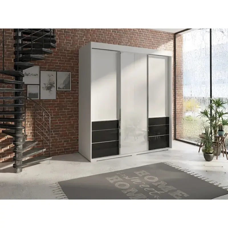 Armoire 3 portes vitrées, 180 cm de large