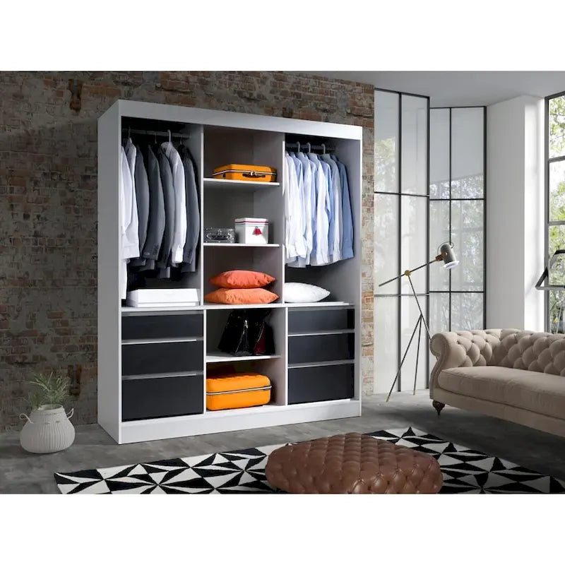 Armoire 3 portes vitrées, 180 cm de large