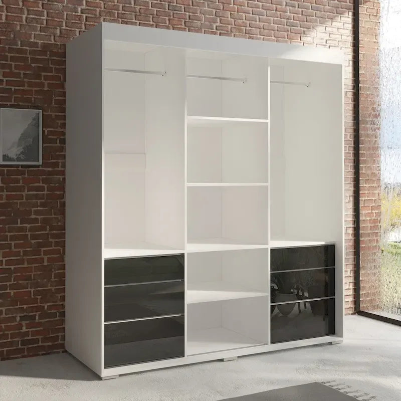 Armoire 3 portes vitrées, 180 cm de large