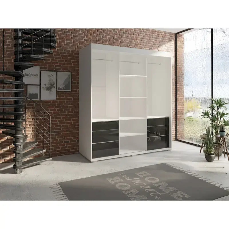 Armoire 3 portes vitrées, 180 cm de large