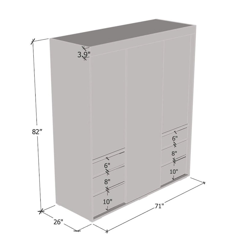 Armoire 3 portes vitrées, 180 cm de large