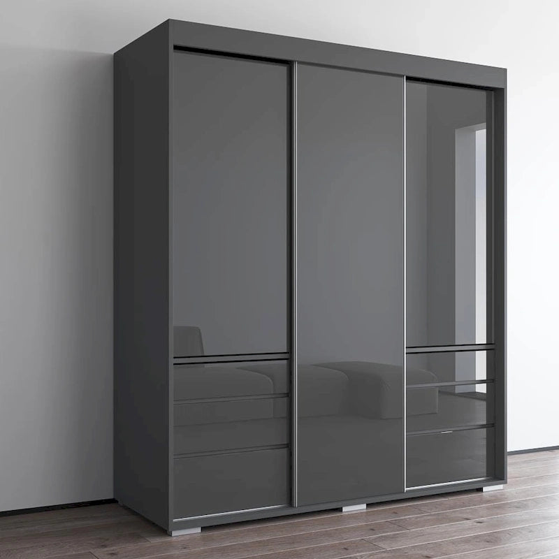 Armoire 3 portes vitrées, 180 cm de large
