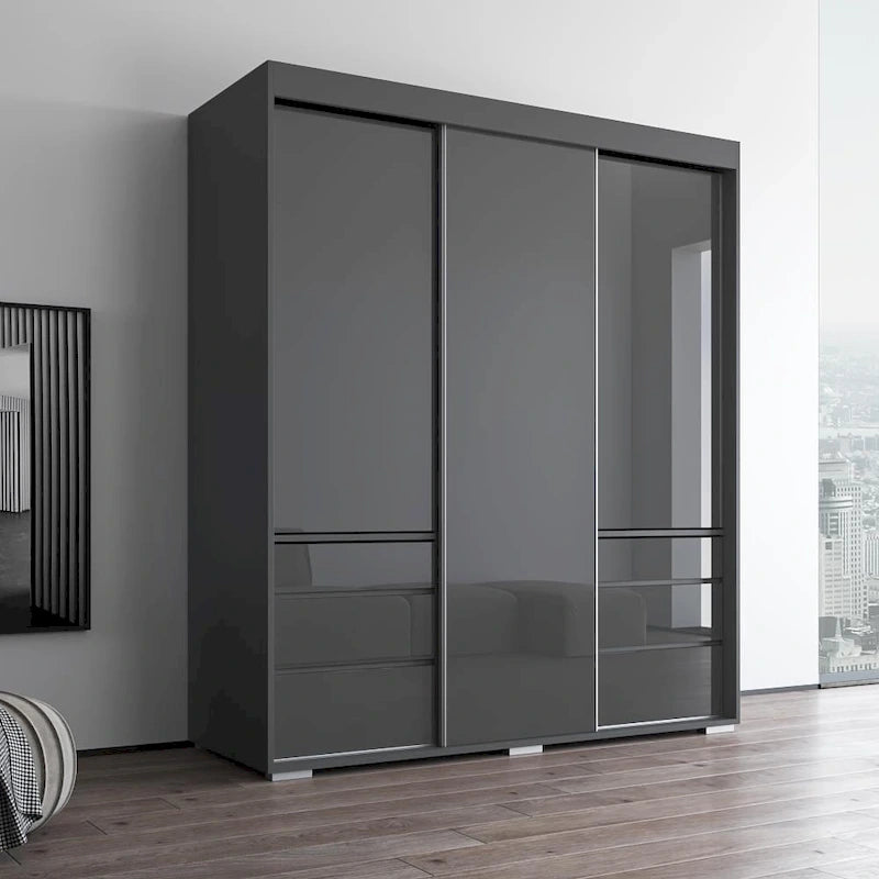 Armoire 3 portes vitrées, 180 cm de large