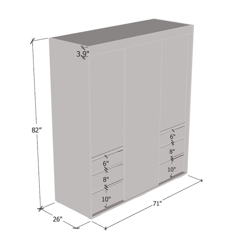 Armoire 3 portes vitrées, 180 cm de large