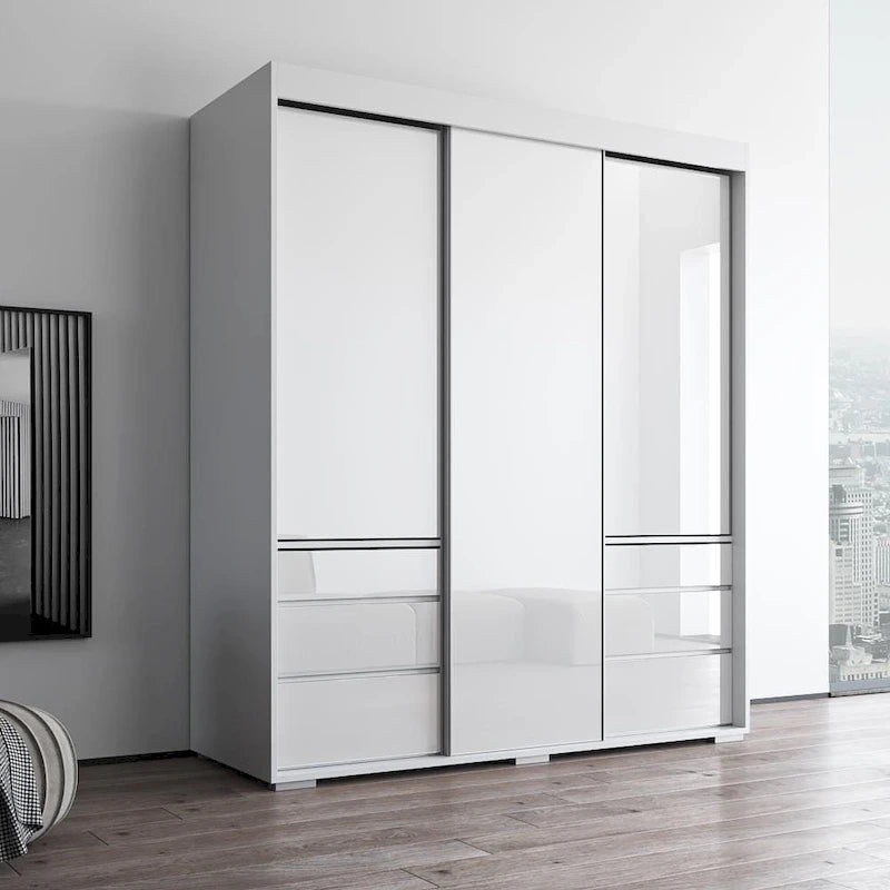 Armoire 3 portes vitrées, 180 cm de large