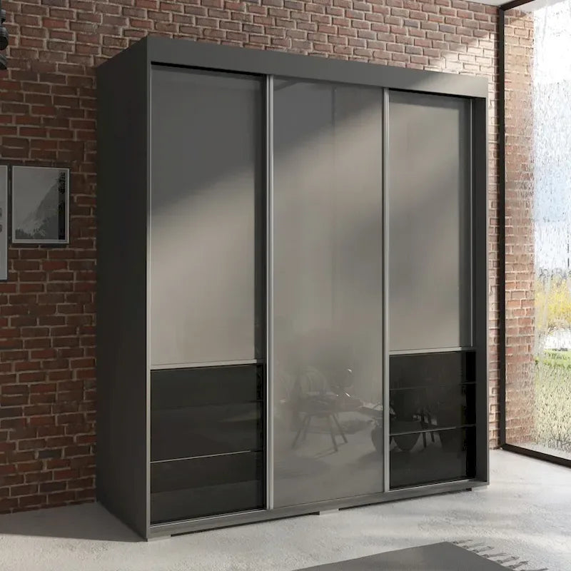 Armoire 3 portes vitrées, 180 cm de large
