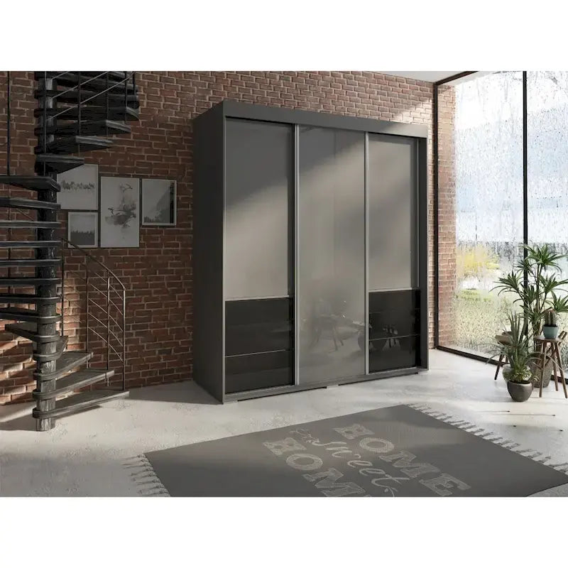 Armoire 3 portes vitrées, 180 cm de large