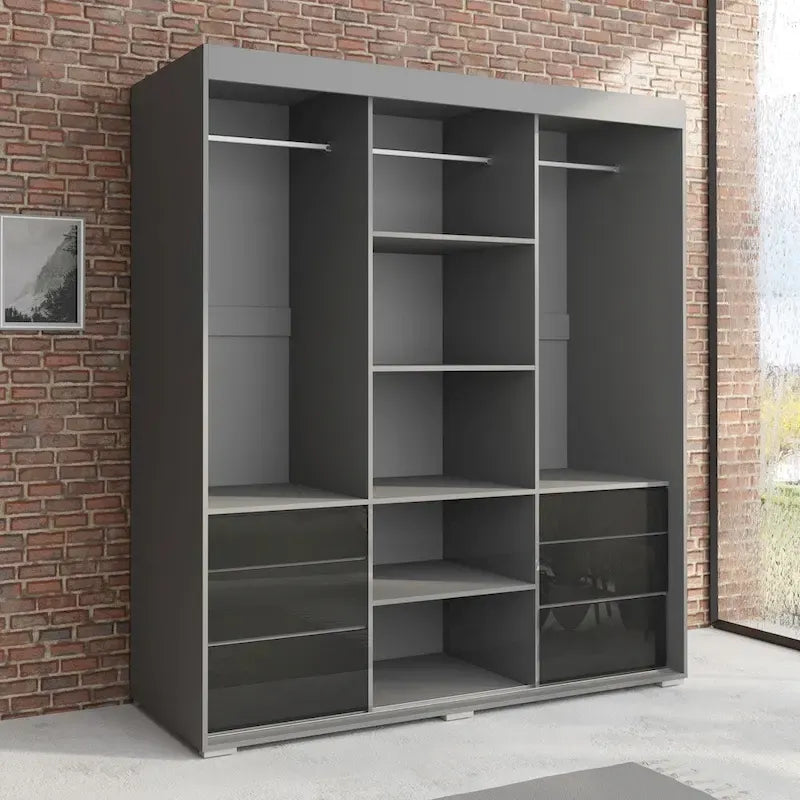 Armoire 3 portes vitrées, 180 cm de large