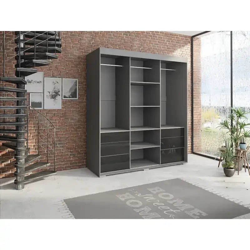 Armoire 3 portes vitrées, 180 cm de large