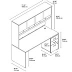 Bureau de 72 po L x 30 po P avec huche et classeur mobile