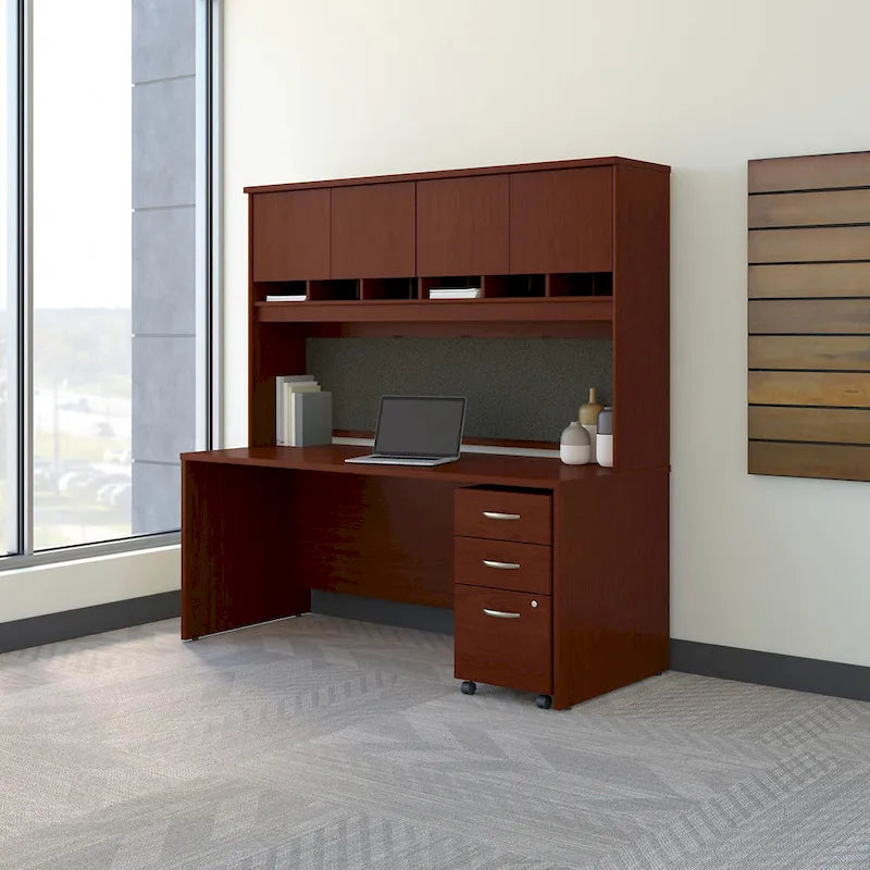 Bureau de 72 po L x 30 po P avec huche et classeur mobile