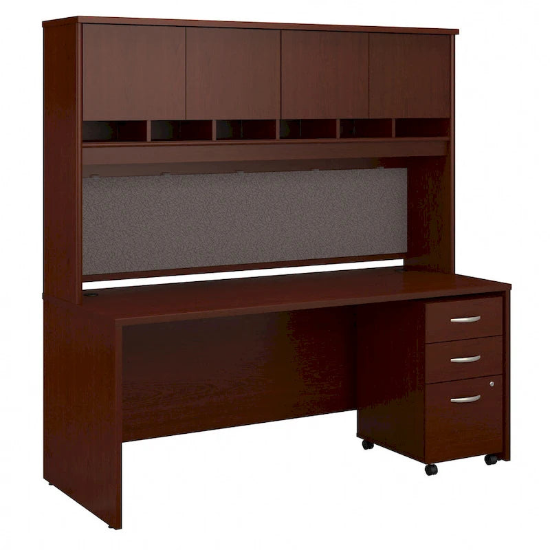 Bureau de 72 po L x 30 po P avec huche et classeur mobile