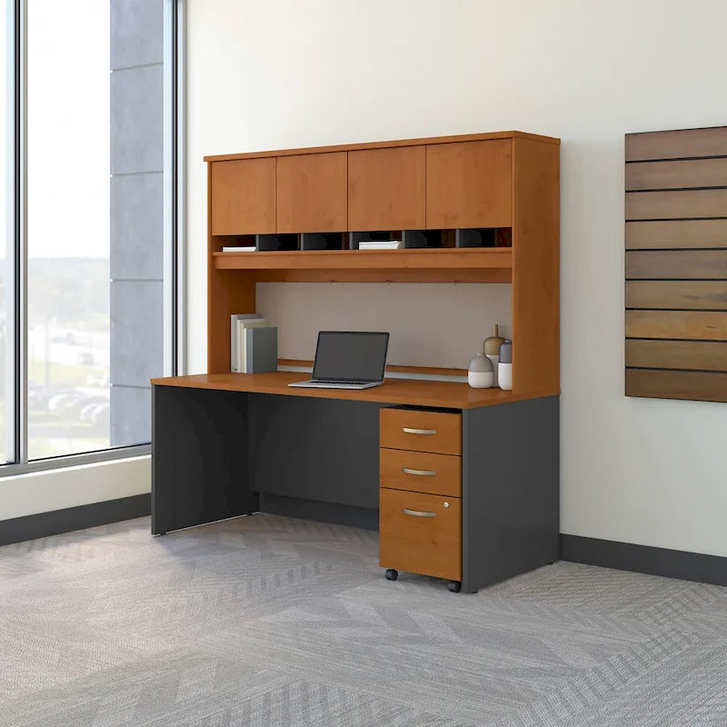 Bureau de 72 po L x 30 po P avec huche et classeur mobile