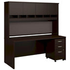 Bureau de 72 po L x 30 po P avec huche et classeur mobile