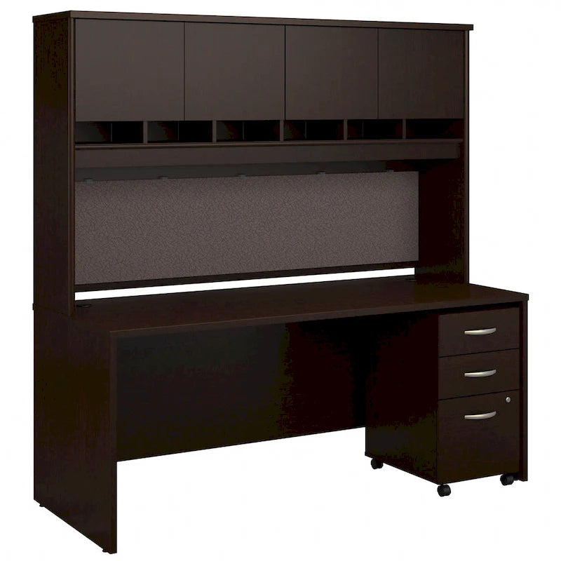 Bureau de 72 po L x 30 po P avec huche et classeur mobile