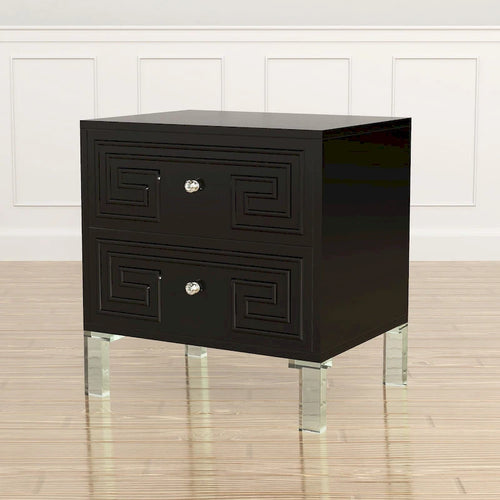 Table de chevet à 2 tiroirs avec pieds en acrylique