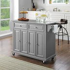 Chariot de cuisine avec plateau en acier inoxydable et rangements - 51.5L x 18P x 34H