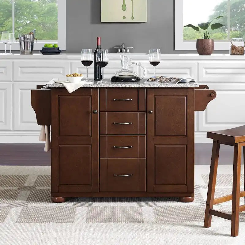Îlot de cuisine autoportant avec plateau en granit - 51,5" L x 18" P x 35,25" H