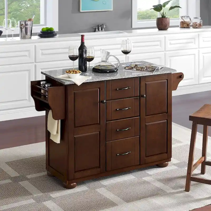 Îlot de cuisine autoportant avec plateau en granit - 51,5" L x 18" P x 35,25" H