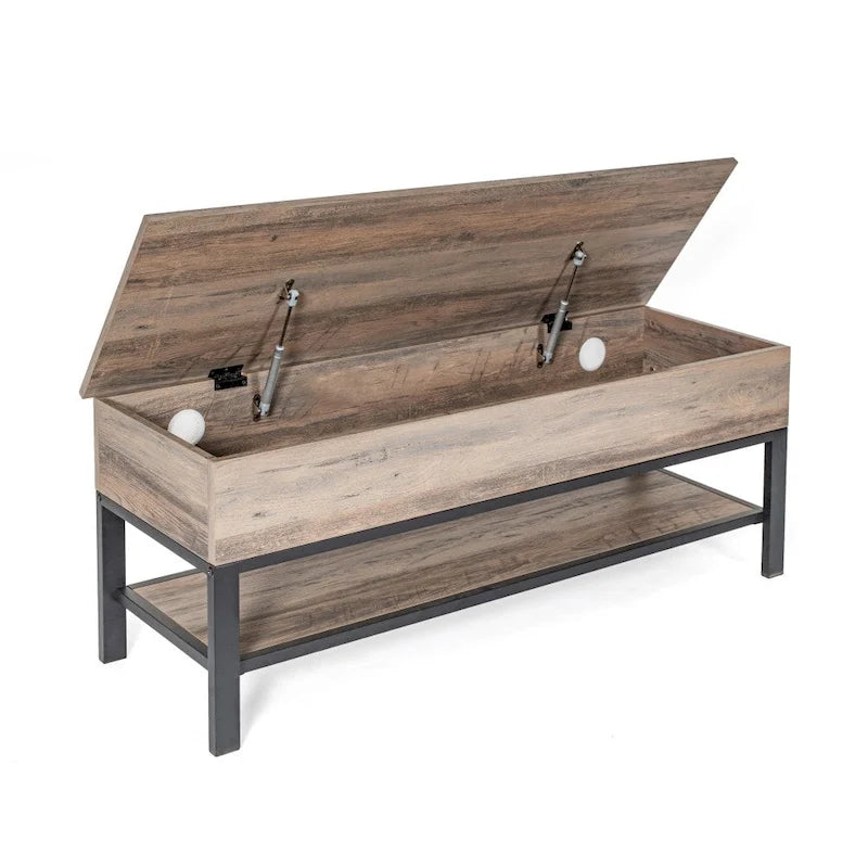 Banc de rangement avec abattant supérieur et étagère inférieure