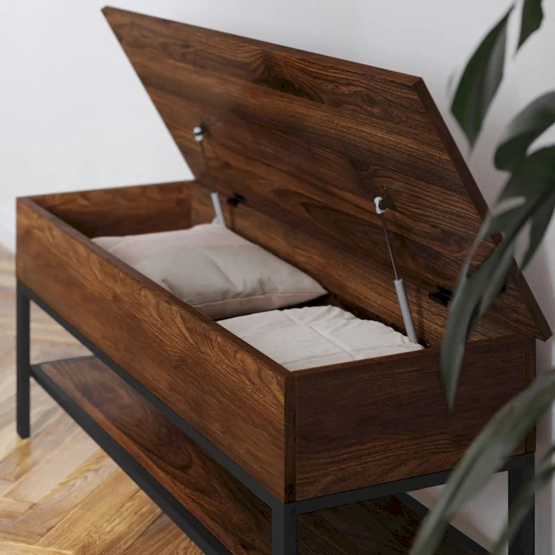 Banc de rangement avec abattant supérieur et étagère inférieure