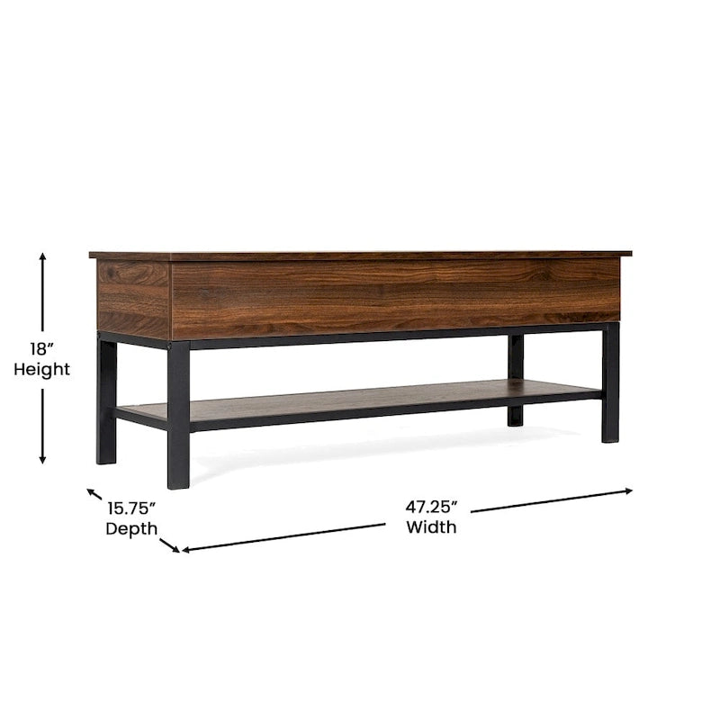 Banc de rangement avec abattant supérieur et étagère inférieure