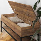 Banc de rangement avec abattant supérieur et étagère inférieure