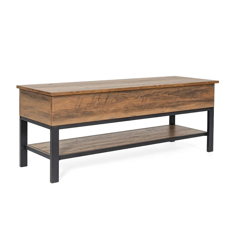 Banc de rangement avec abattant supérieur et étagère inférieure
